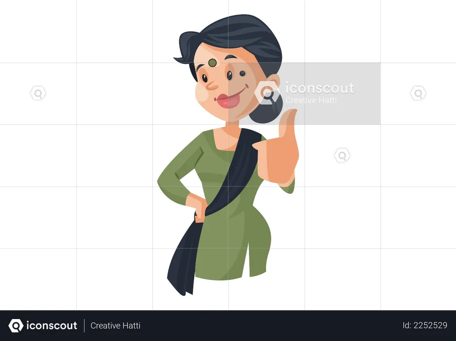 House maid with thumbs up sign  Illustration