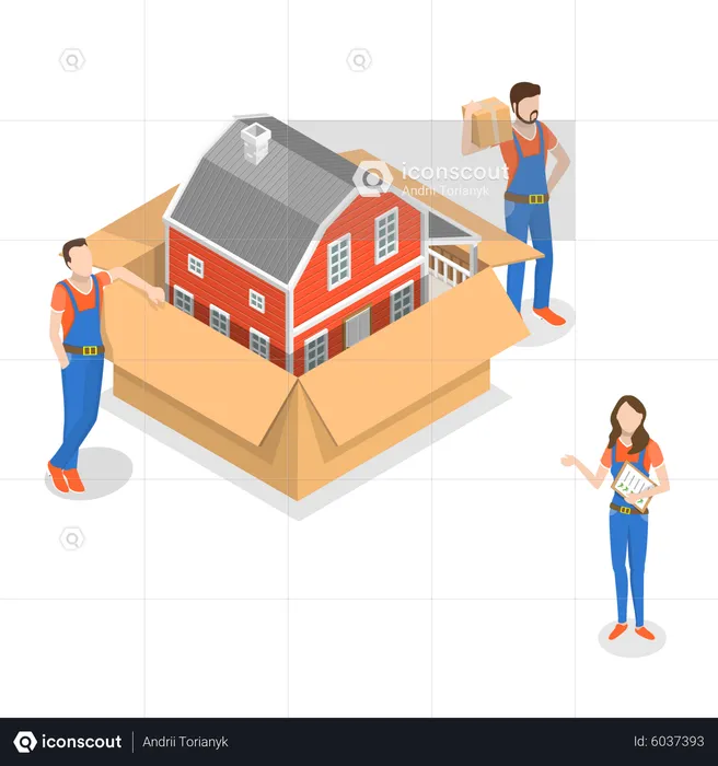 House moving and relocation service  Illustration