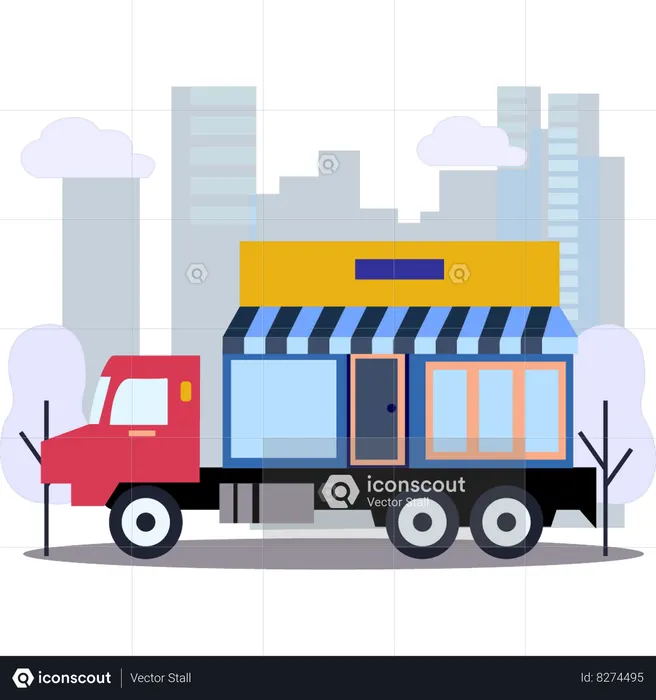 House Moving On Truck  Illustration