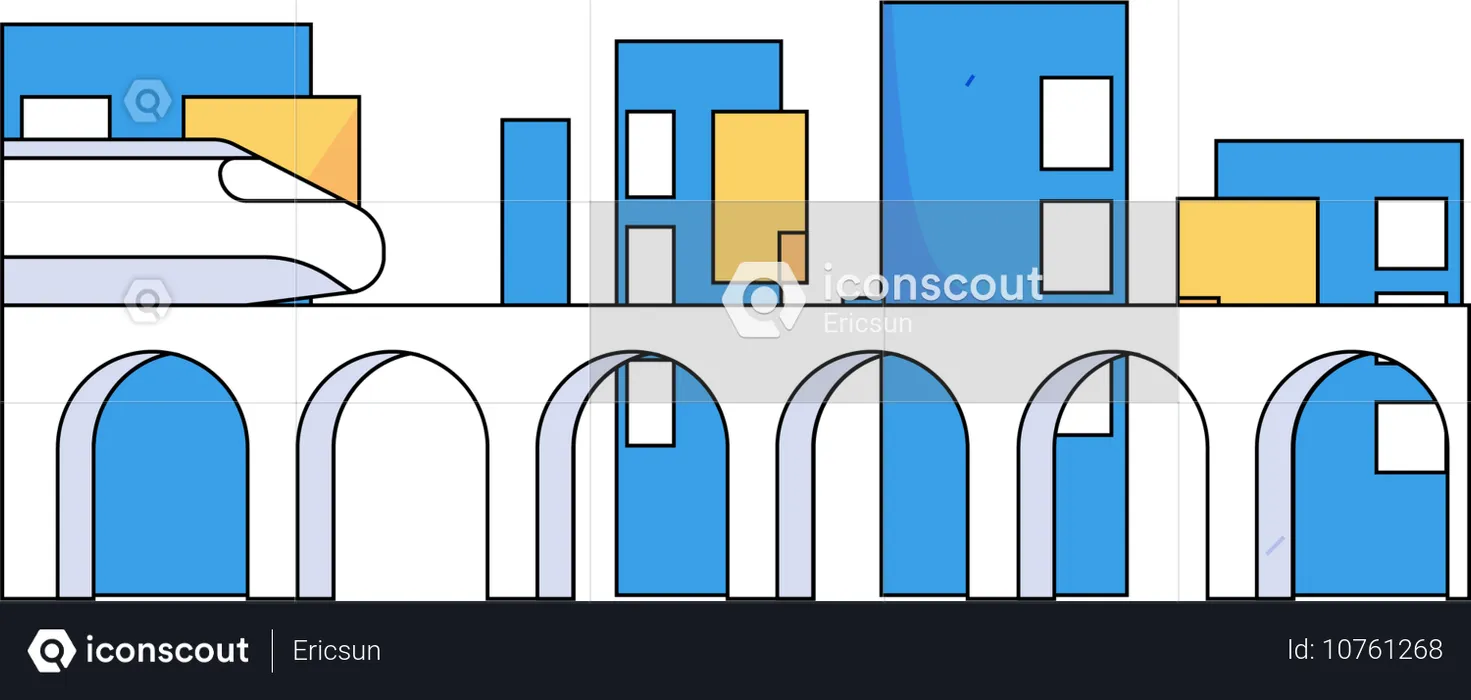 地下鉄線路近くの家  イラスト