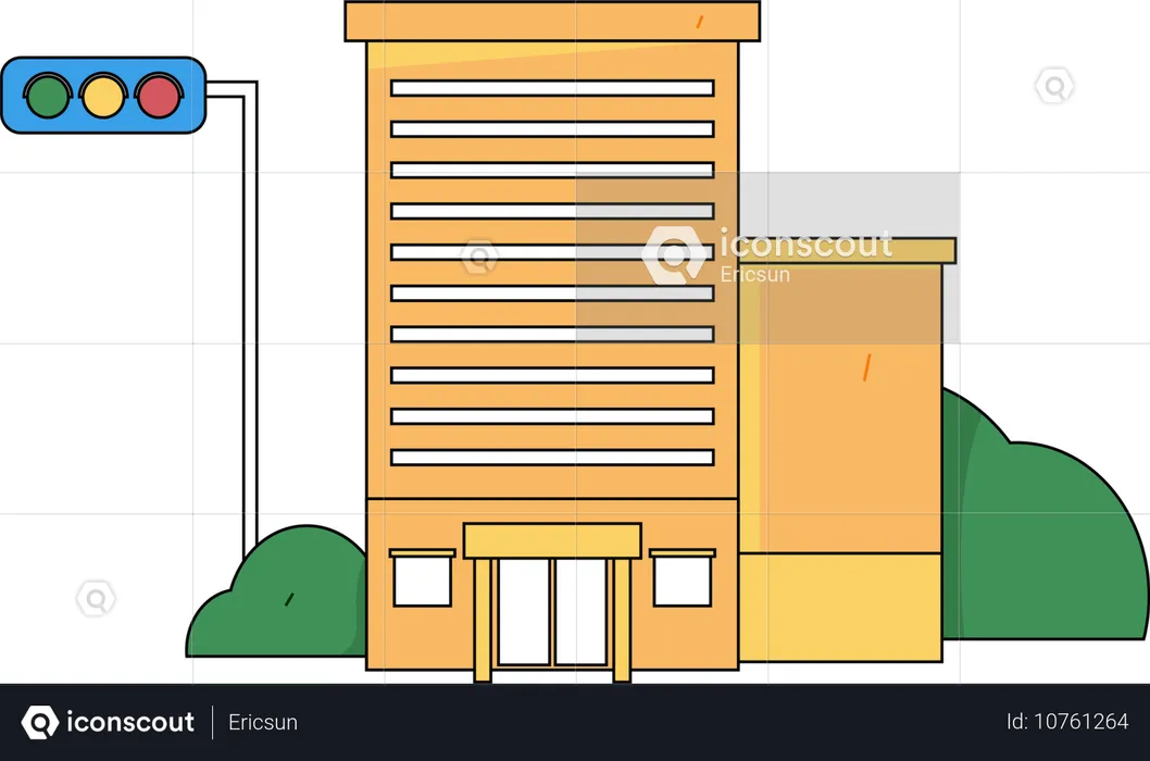 House near traffic light  Illustration