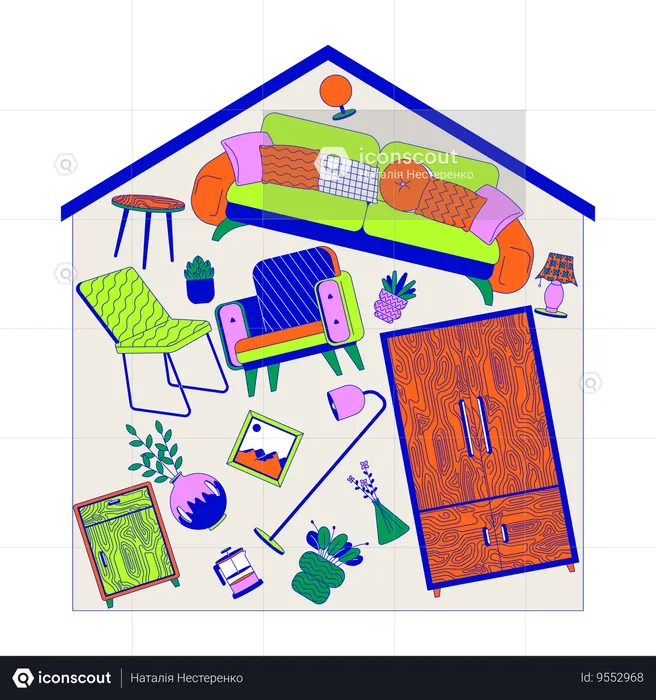 House overloaded with belongings  Illustration