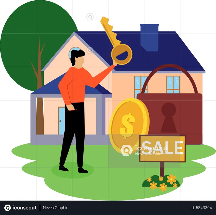 House owner sale for hosue  Illustration