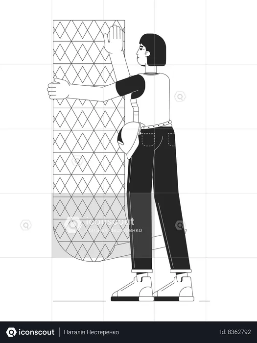 House wallpaper installation  Illustration