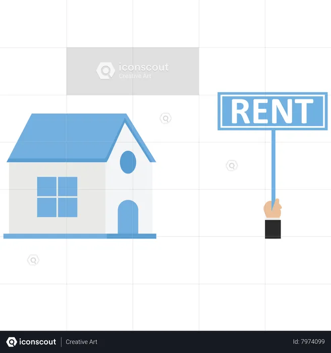 House with a rent sign  Illustration