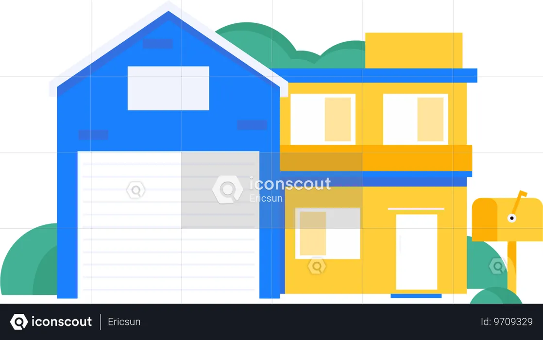 House with mailbox  Illustration