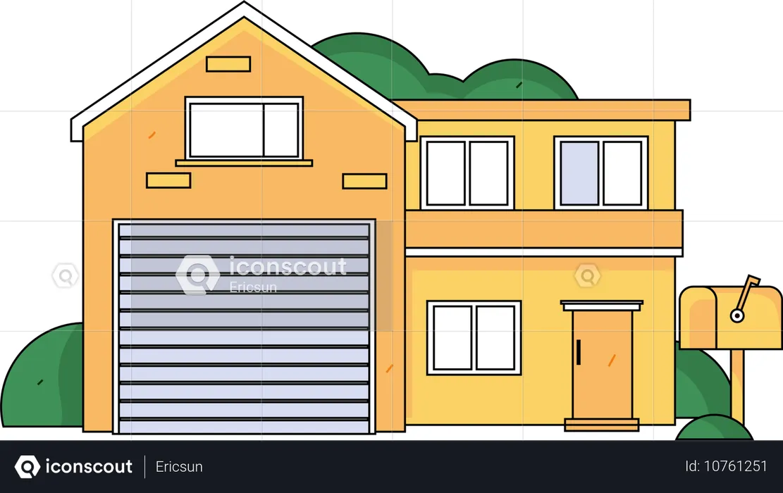 House with mailbox  Illustration