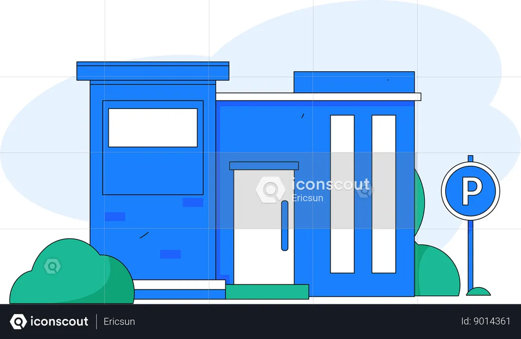 House with parking zone outside  Illustration