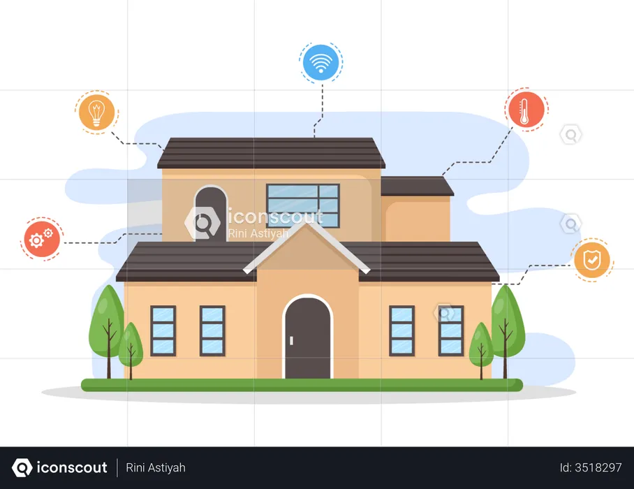 House with smart technology  Illustration