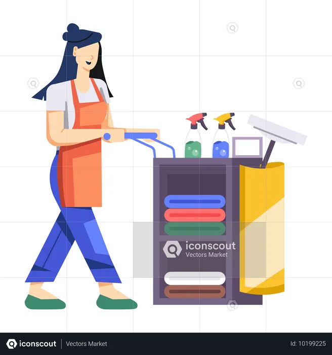 Housekeeper doing cleaning work  Illustration