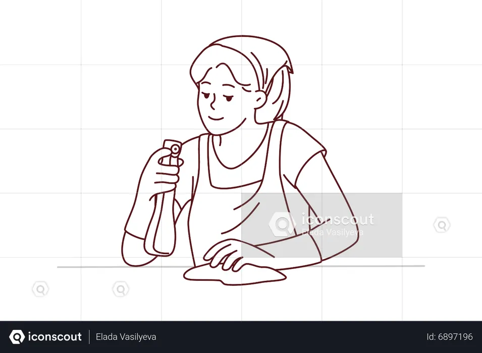 Housekeeper wiping  Illustration