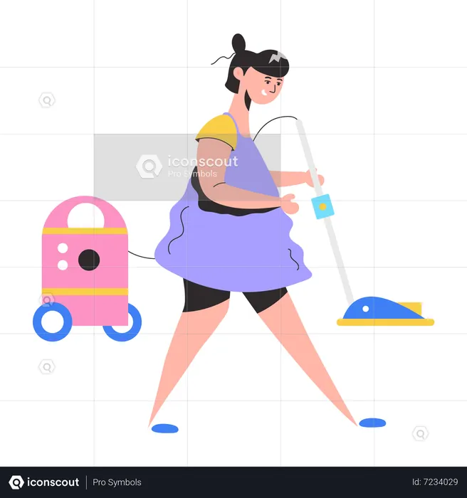 Housemaid cleaning home  Illustration