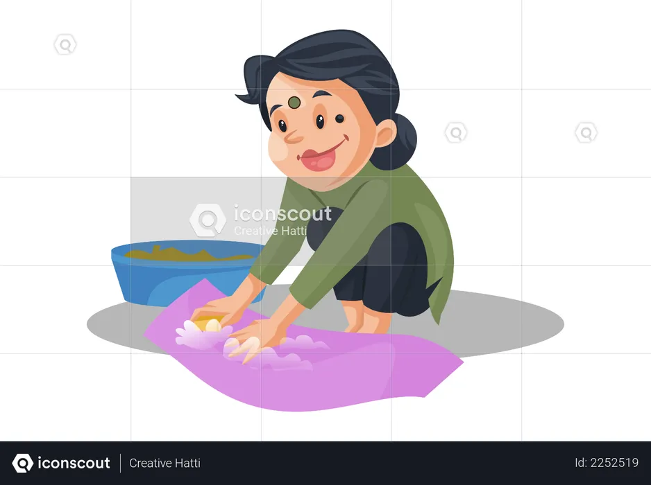 Housemaid is cleaning cloths  Illustration