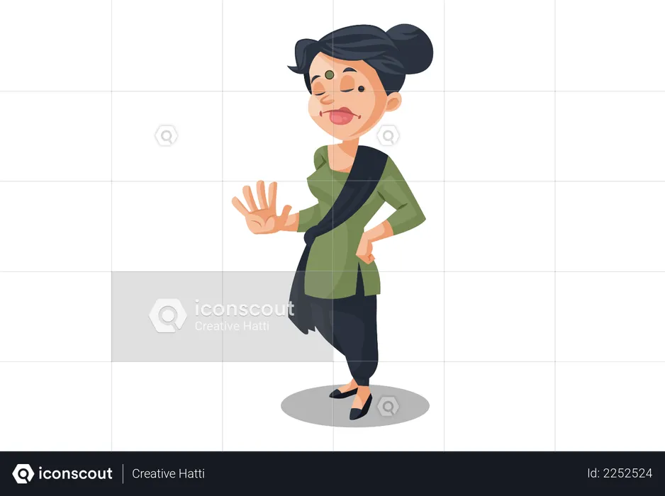 Housemaid with a stop hand sign  Illustration
