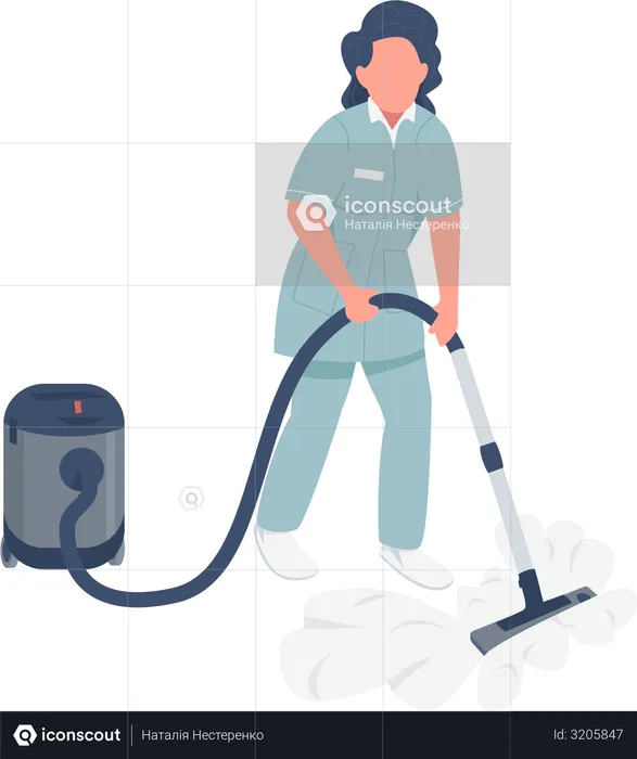 Housemaid with vacuum cleaner  Illustration