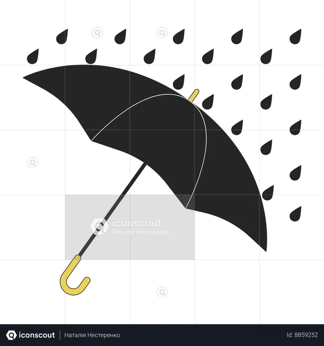 Housse de parapluie ouverte contre la pluie  Illustration