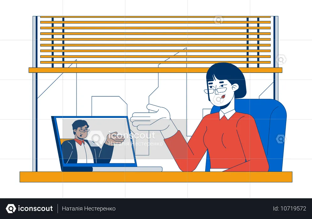 HR manager conducting interview through video call  Illustration