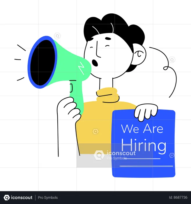 HR Manager doing advertisement for job hiring  Illustration