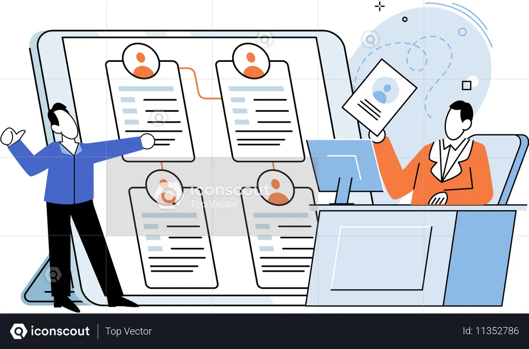 HR manager showing list of applications  Illustration