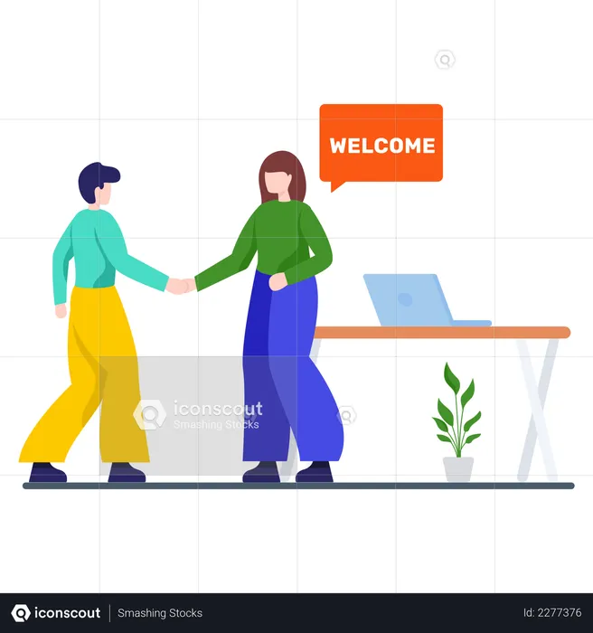 HR manager Welcoming New Employee  Illustration