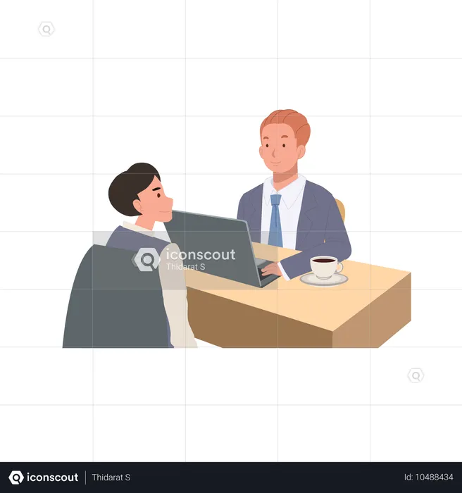 HR Professional Talking with Job Applicant in Office Environment  Illustration