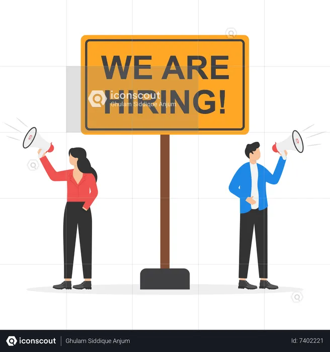 HR recruiting announcement we are hiring advertisement  Illustration