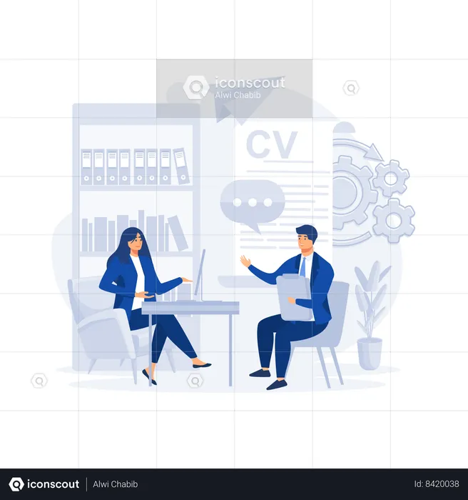 HR specialist having an interview with job applicant  Illustration