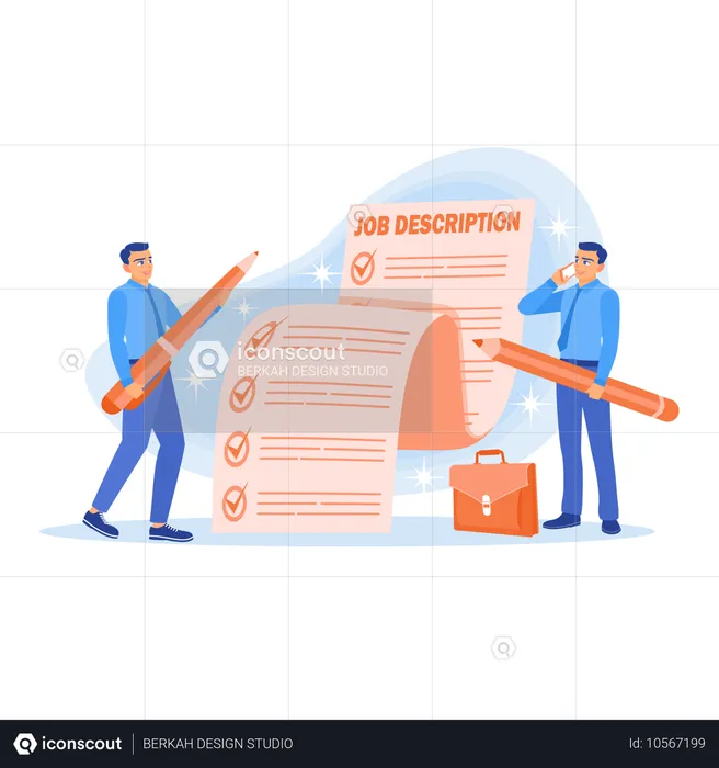 HR team writes job duties and responsibilities  Illustration