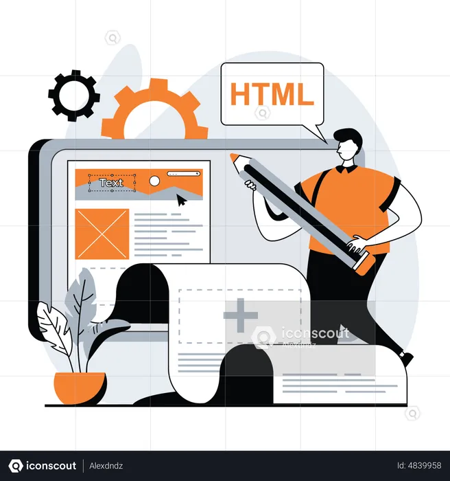 HTML developer working on web development  Illustration