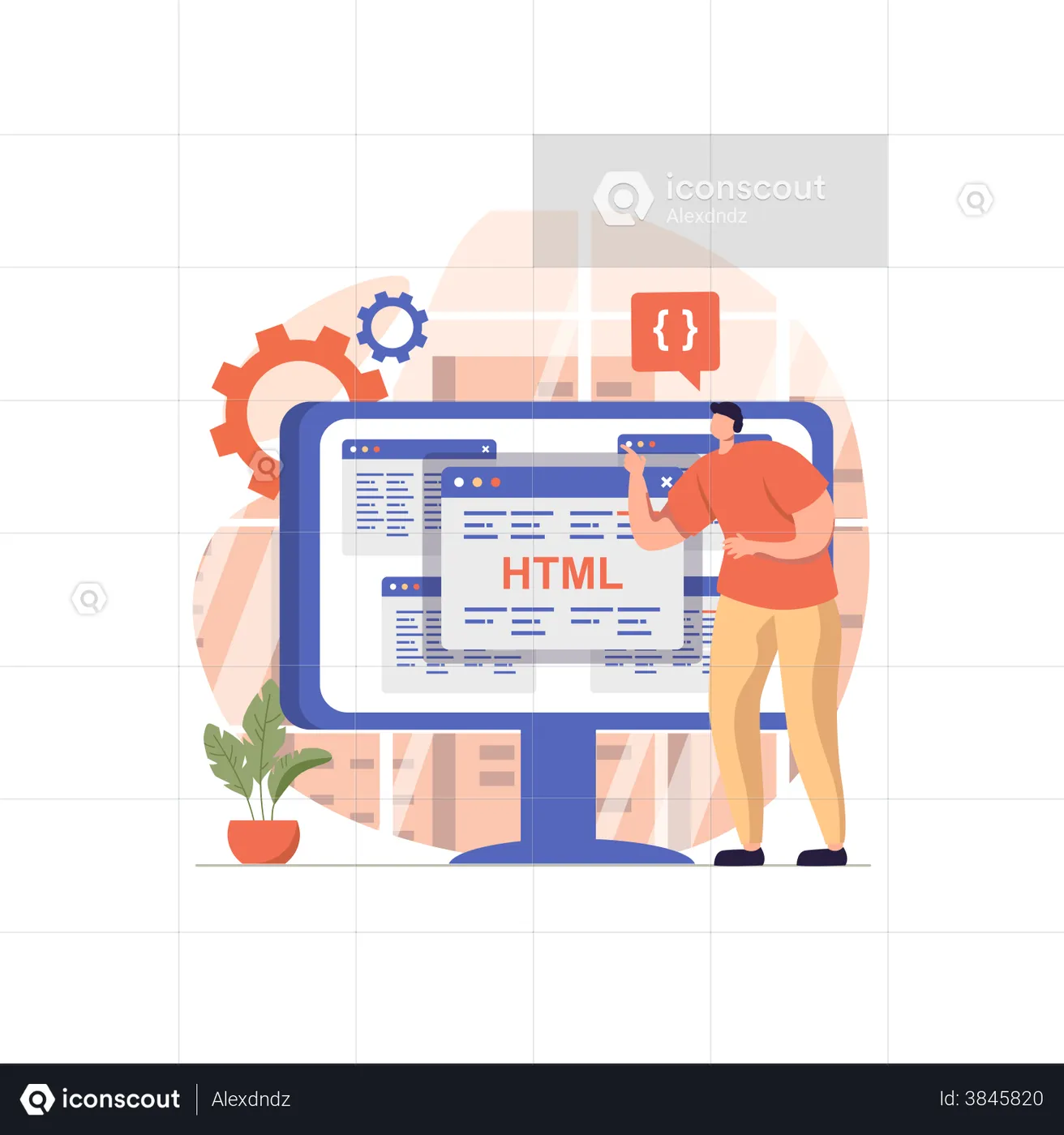 Html Programmer Illustration - Free Download Design & Development ...