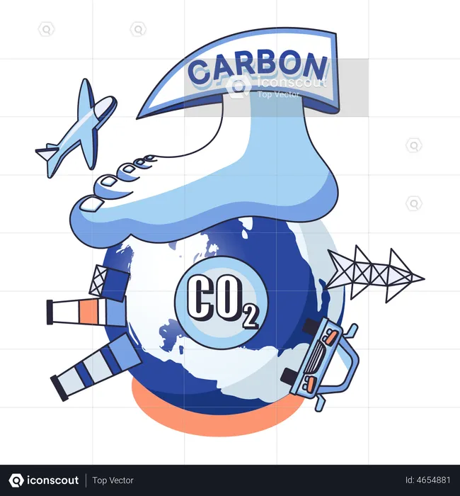 Huge carbon footprint on planet earth  Illustration