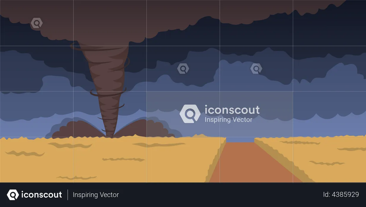 Huge tornado coming from the field  Illustration