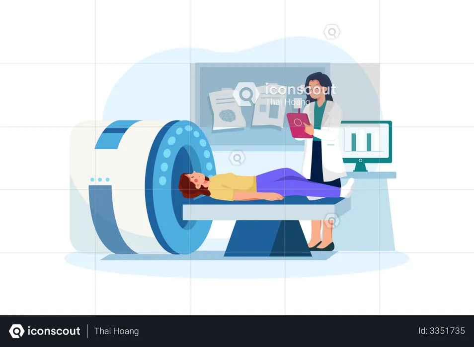 Human Body scanning in mri machine  Illustration