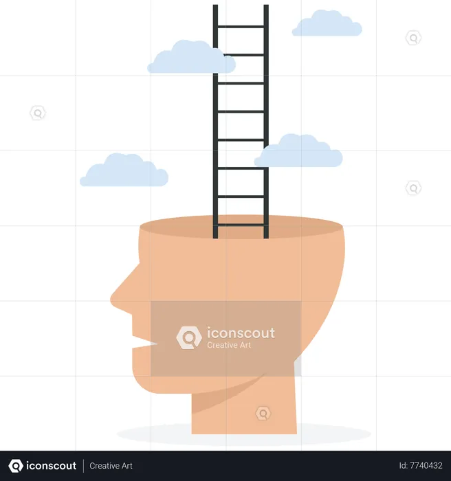 Human head with a ladder  Illustration