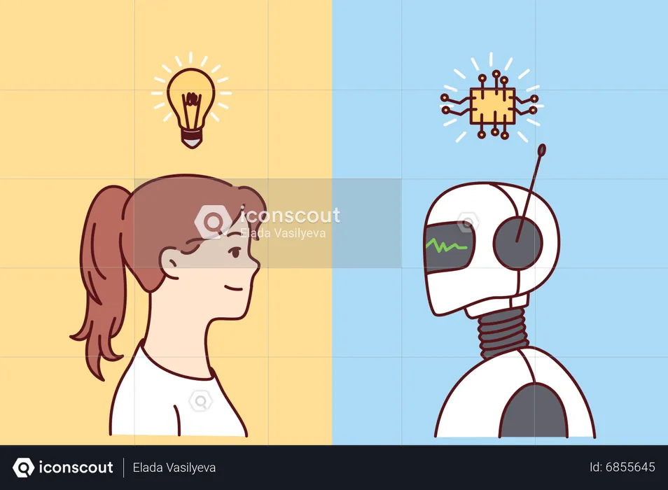 Human intelligence vs AI intelligence  Illustration