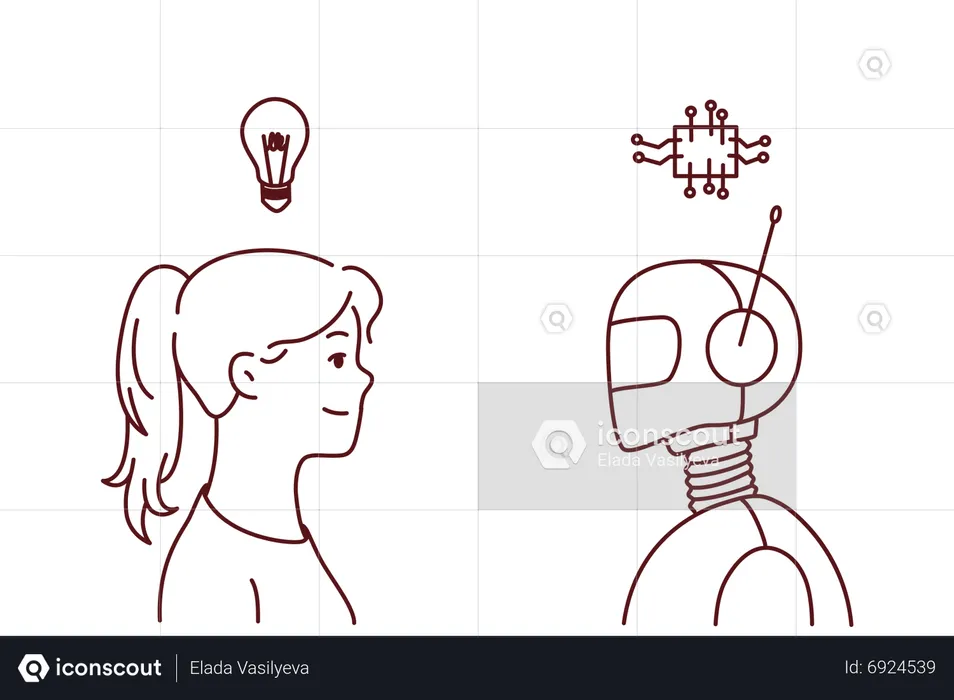 Human intelligence vs AI intelligence  Illustration