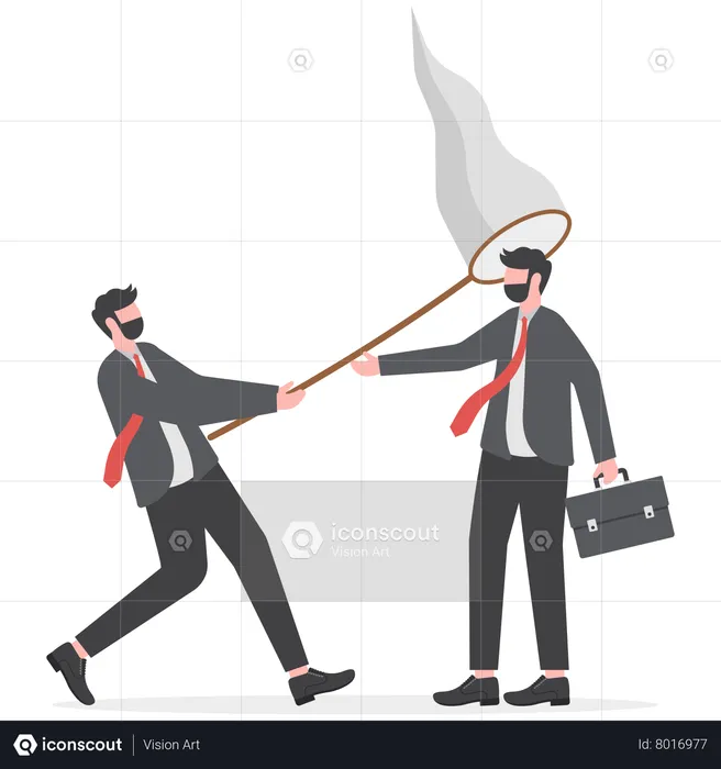 Human resources employer using the net capturing smart businessman talent  Illustration