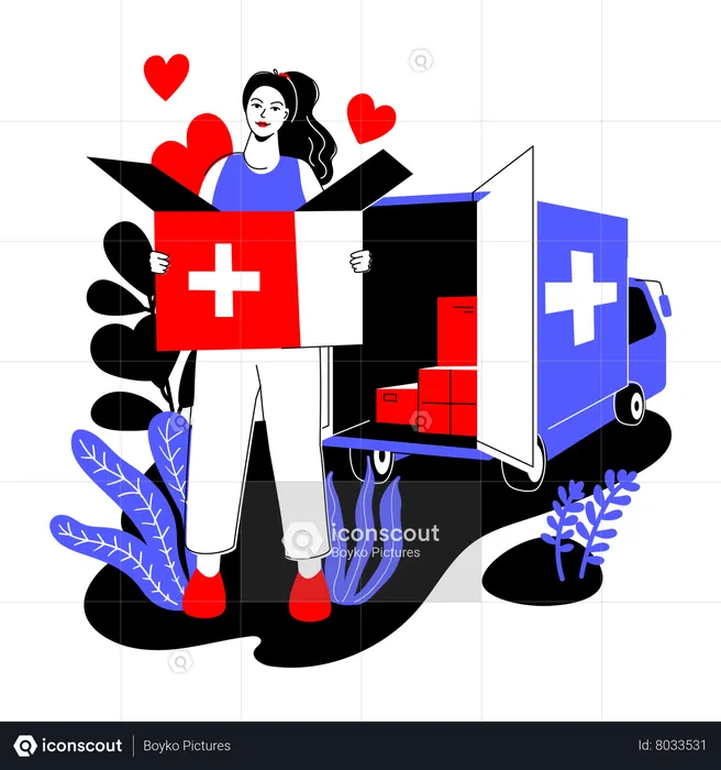 Humanitarian aid delivery  Illustration