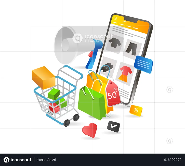 Hunting online shopping discount  Illustration