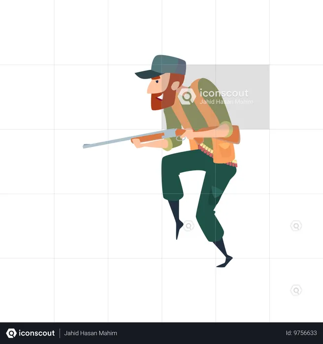 Huntsman with gun  Illustration