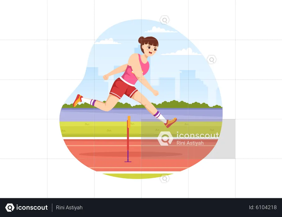 Hurdle Long Jump  Illustration