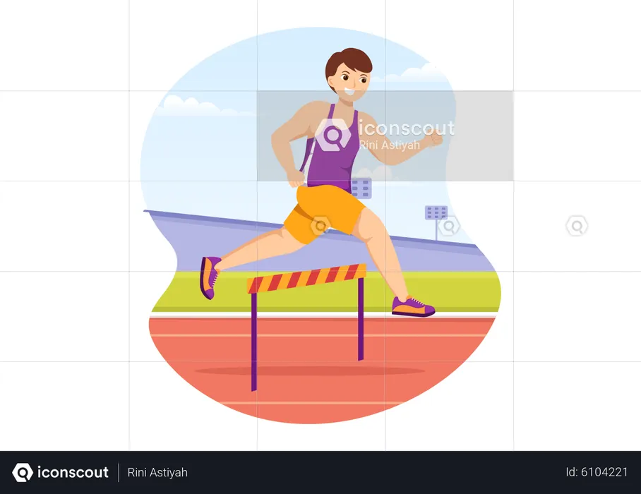 Hurdle Long Jump  Illustration