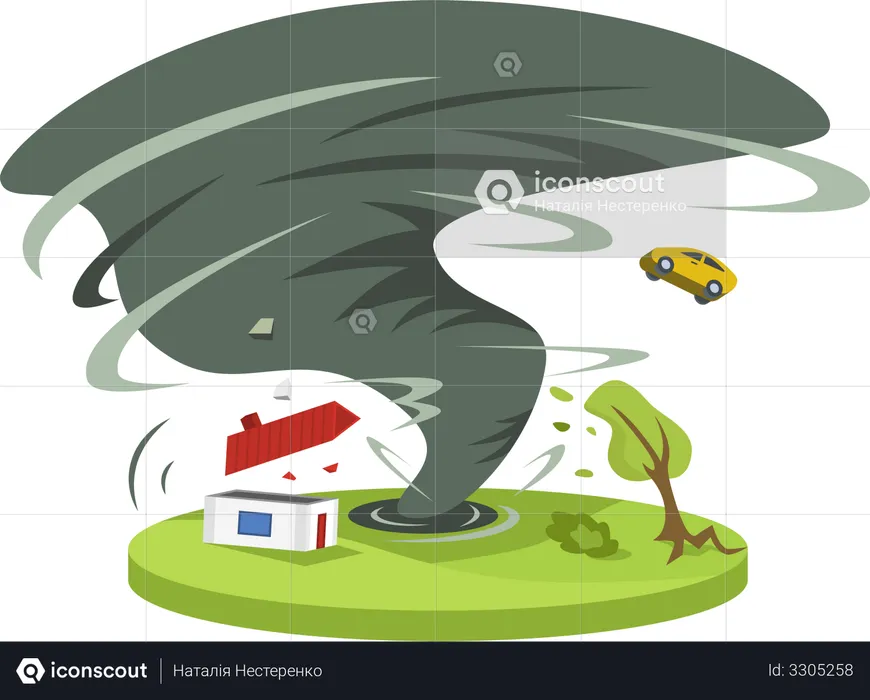 Hurricane in countryside  Illustration