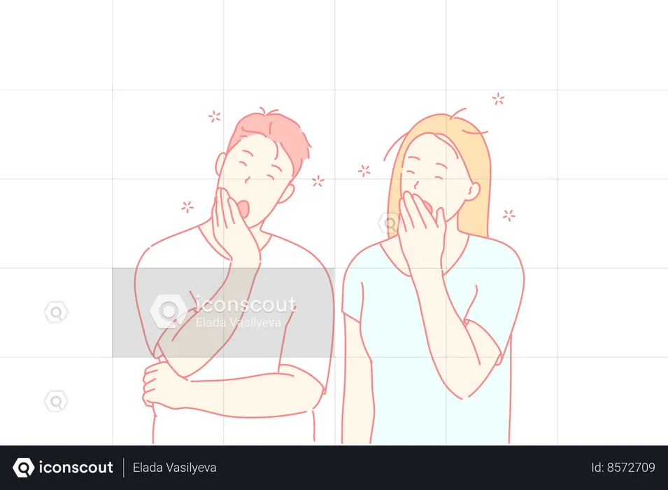 Husband and wife gaping  Illustration
