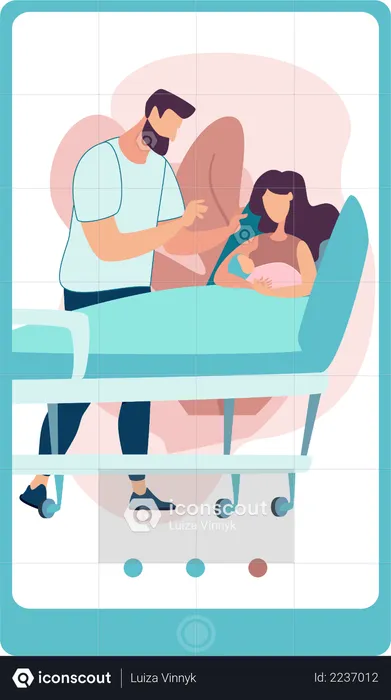 Husband caring his pregnant wife  Illustration