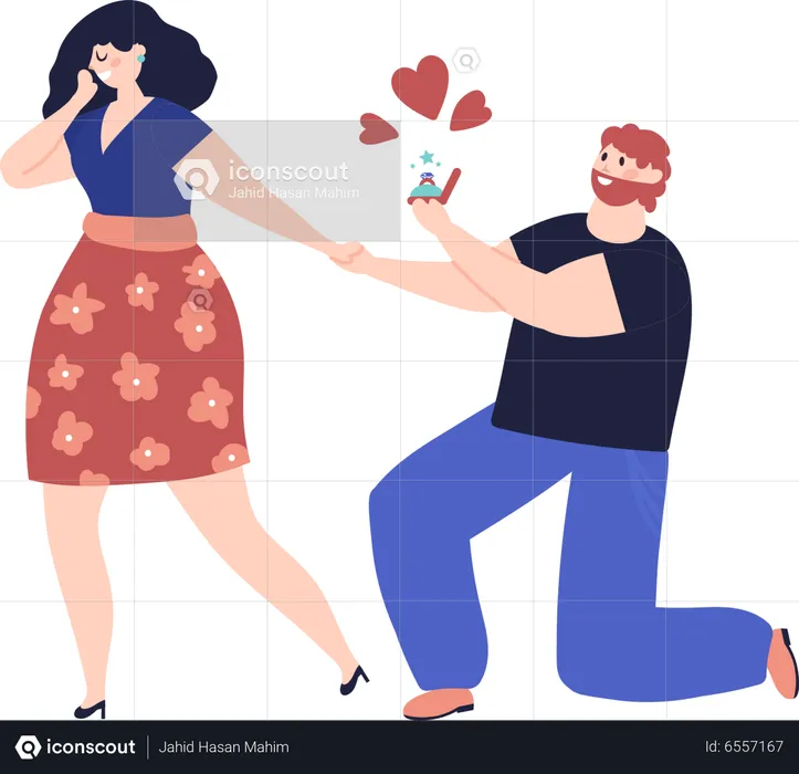 Husband proposing wife  Illustration