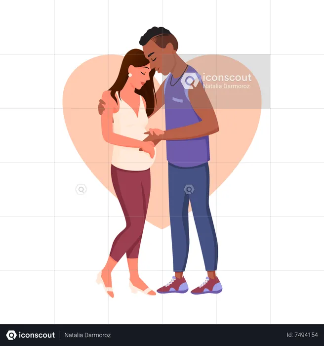 Husband with pregnant wife  Illustration