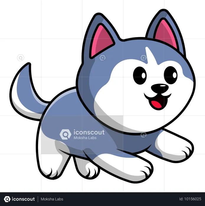 Husky Dog Running  Illustration