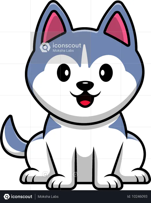 Husky Dog Sitting  Illustration