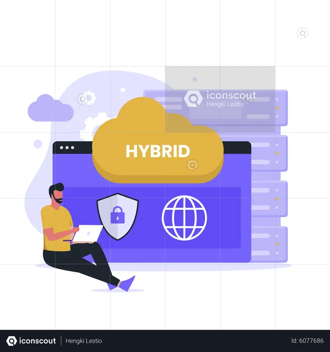 Hybrid cloud technology  Illustration